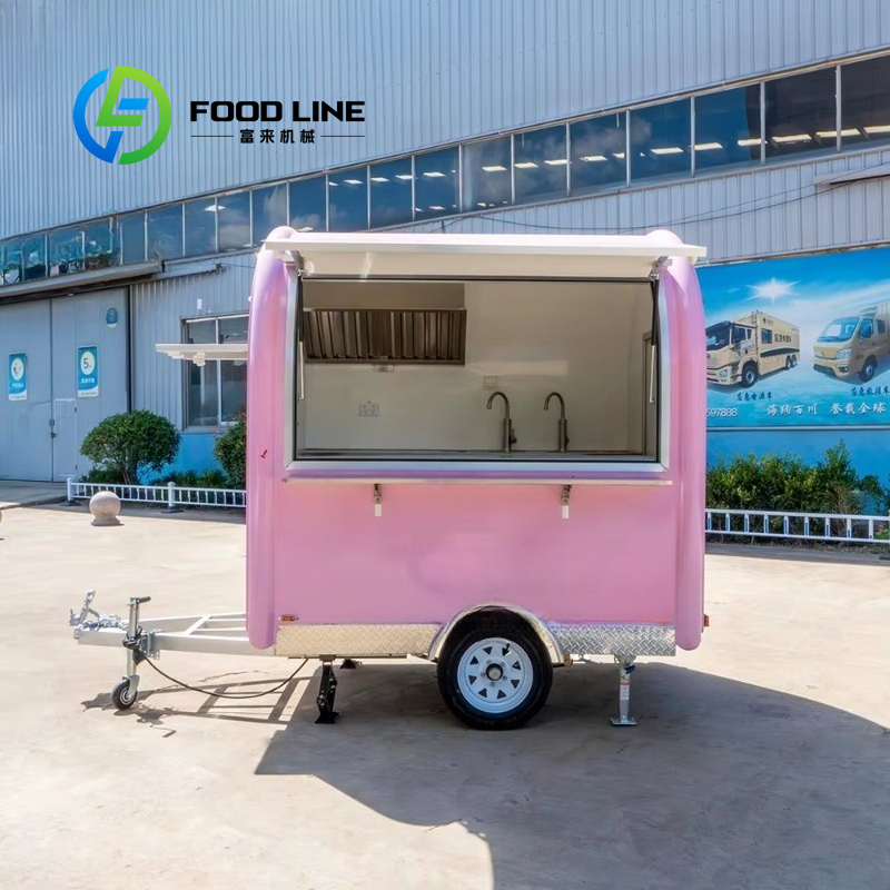 Street Food Snacks - Maßgefertigter Vintage Pink Mini Food Trailer,