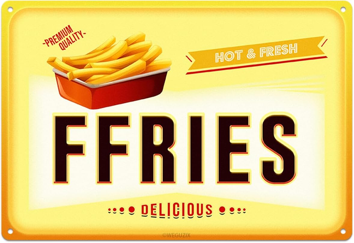 Food Snacks Corner - Y1, Lustiges Metallschild mit französischen Pommes,