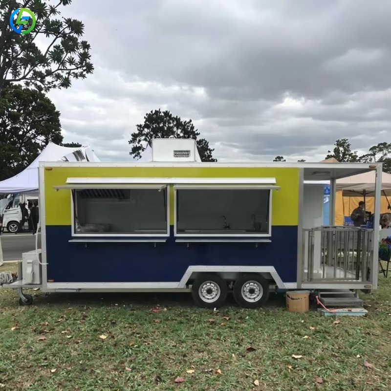 Street Food Snacks - Maßgefertigter Kaffee-Mini-Outdoor-Streetfood-Truck, Air-Stream-Food-Trailer, Pizza-Mobil mit Vollausstattung