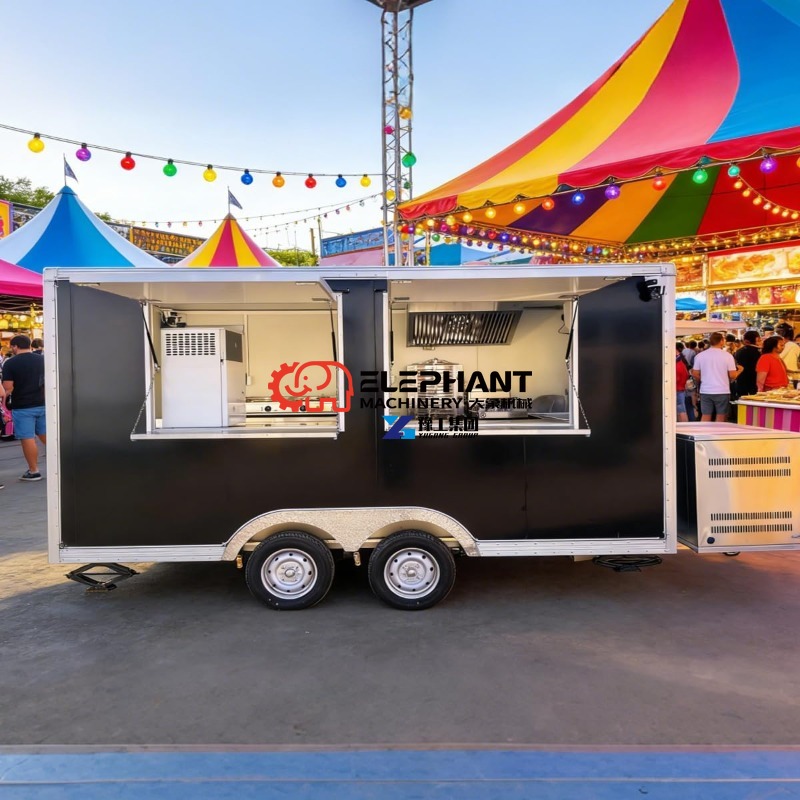 Street Food Snacks - Multifunktionaler mobiler Imbisswagen aus Edelstahl, voll