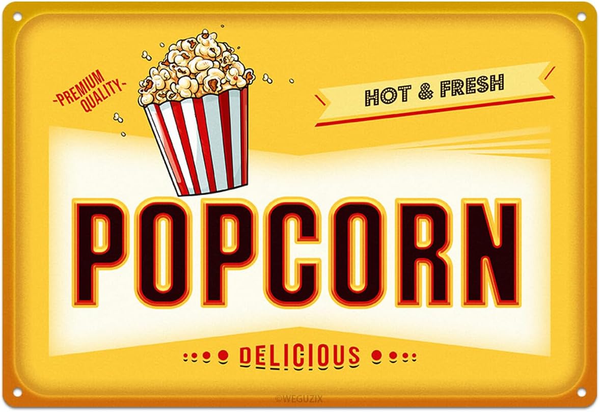 Lustiges Popcorn-Metallschild, – Food Snacks Corner Bewertung und Preis